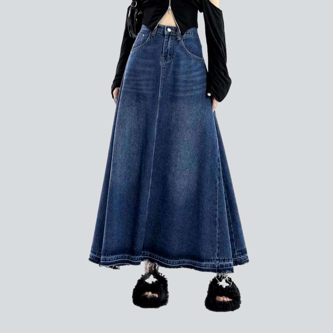 A-line flared denim skirt