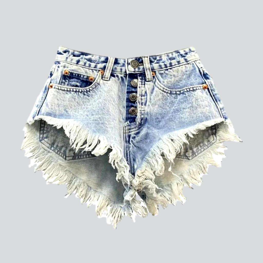 Bleached distressed denim shorts