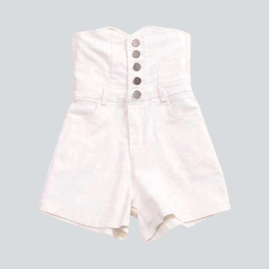 Buttoned corset women denim shorts