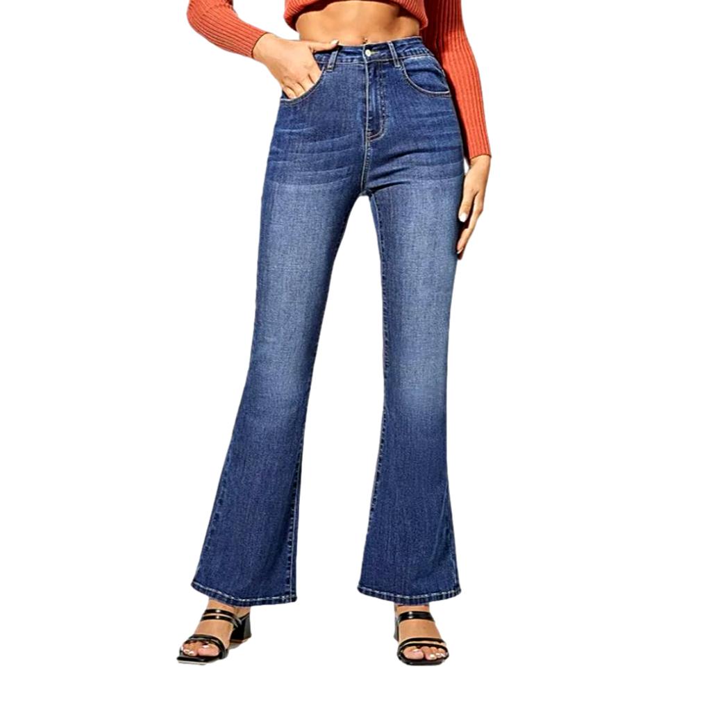 High-waist sanded jeans for women