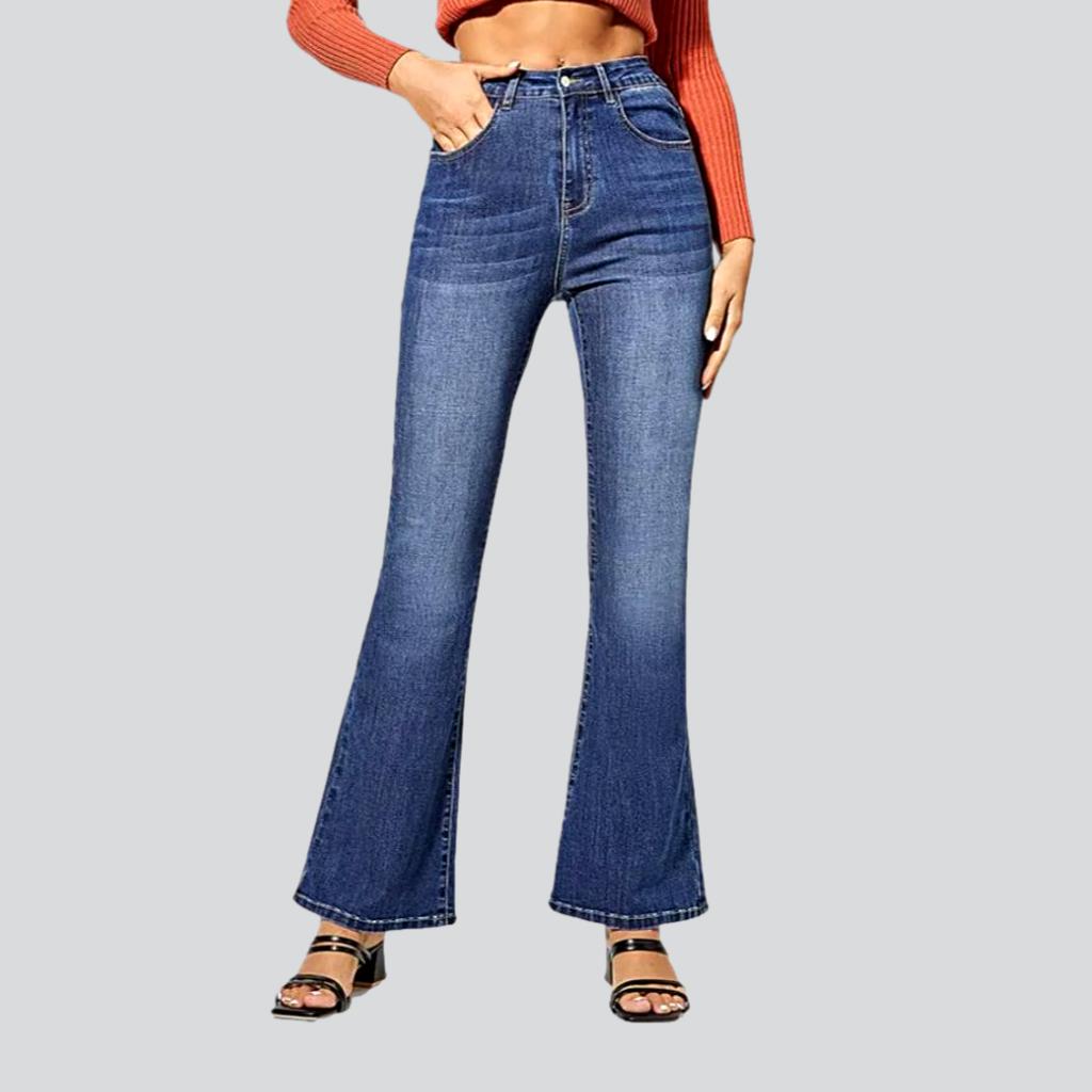 High-waist sanded jeans for women