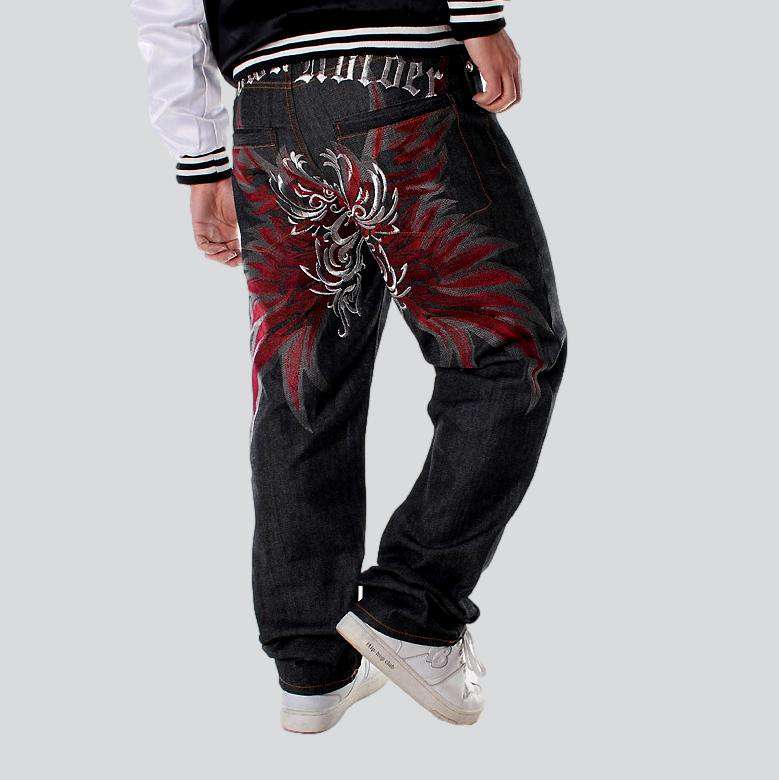 Hip-hop back embroidery men jeans