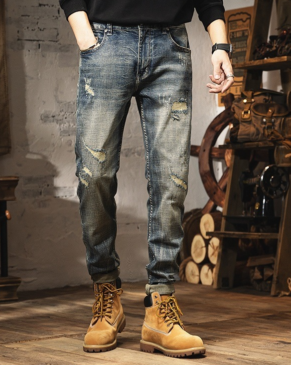 Aged trendy jeans for men