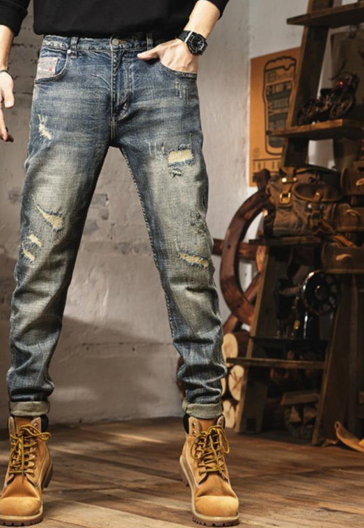 Aged trendy jeans for men